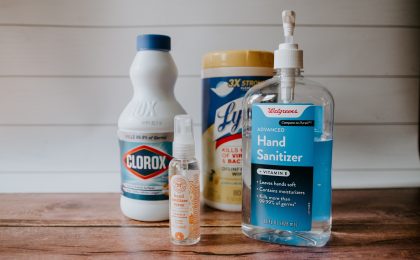 Bleach, Hand Sanitizer and Wipes