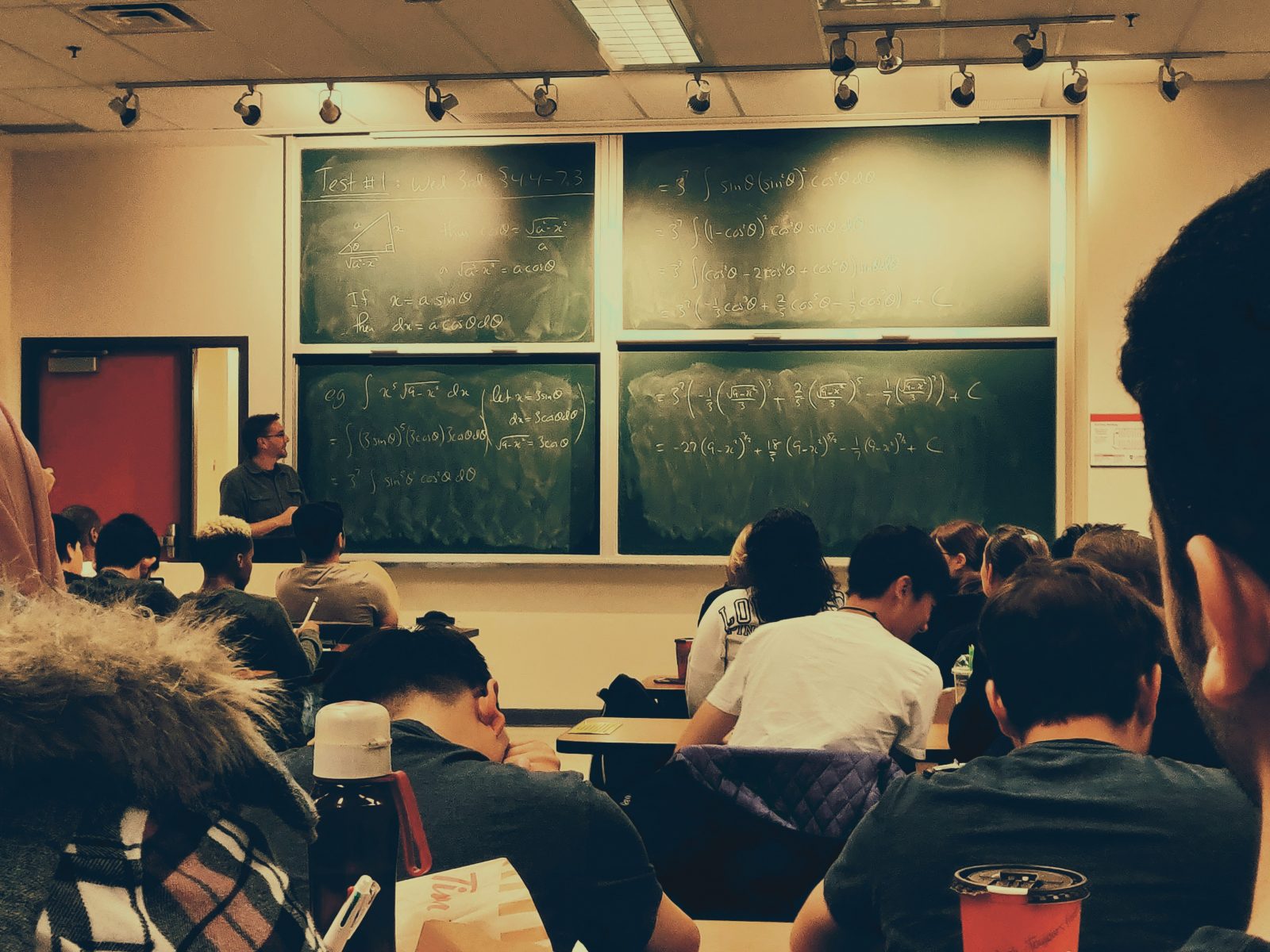 Wide view of students sitting in a classroom