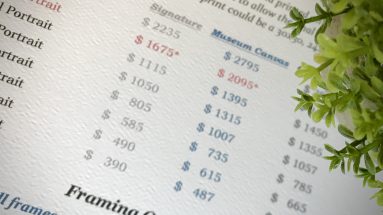 Photograph of a price list